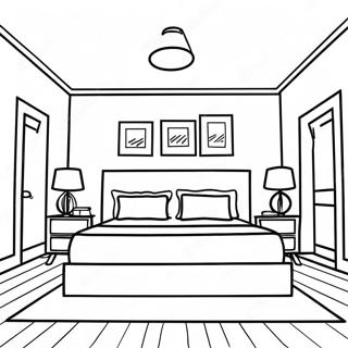 Realistic Modern Bedroom Coloring Page 16671-13142