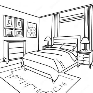 Realistic Modern Bedroom Coloring Page 16671-13143