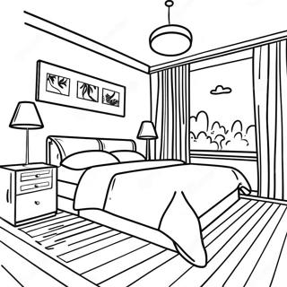 Realistic Modern Bedroom Coloring Page 16671-13144