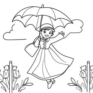 Mary Poppins Vliegt Met Paraplu Kleurplaat 16681-13149