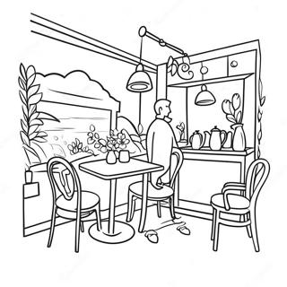 Cozy Cafe Scene Coloring Page 16841-13284