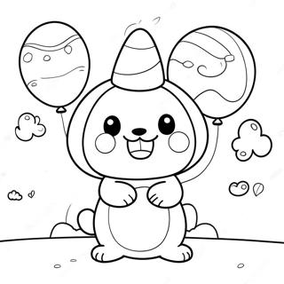 Cute Pochacco With Balloons Coloring Page 1691-1353