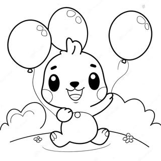 Cute Pochacco With Balloons Coloring Page 1691-1354