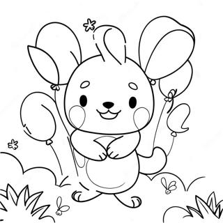 Cute Pochacco With Balloons Coloring Page 1691-1355