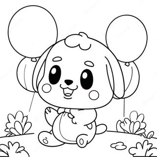 Cute Pochacco With Balloons Coloring Page 1691-1356