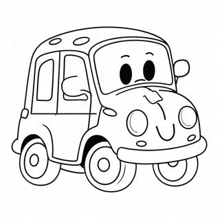 かわいいアニメ風の車のぬりえページ 16971-13382