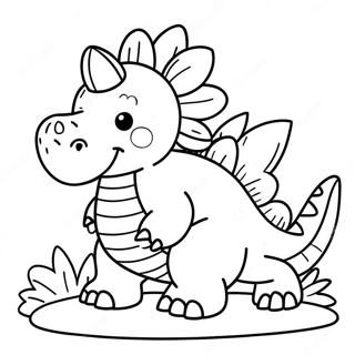 Cute Stegosaurus With Flowers Coloring Page 17021-13424