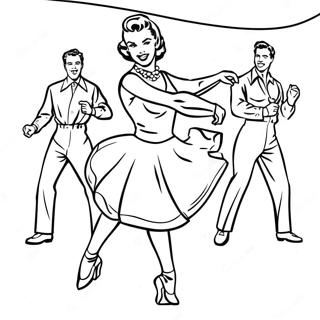 1950s Rock And Roll Dancer Coloring Page 17041-13441