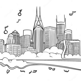 Nashville Skyline Met Muzikale Noten Kleurplaat 17191-13561