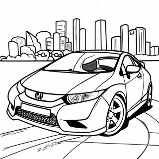 Honda Civic Sports Car Coloring Page 17281-13667