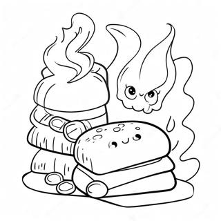 Cute S Mores By The Campfire Coloring Page 17351-13691