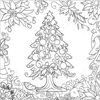 Yule Tree With Colorful Ornaments Coloring Page 17430-13752