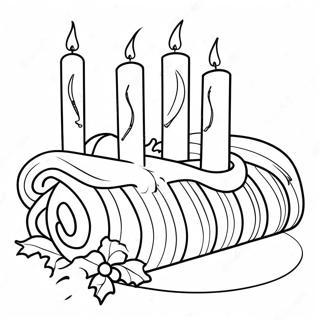 Festive Yule Log With Candles Coloring Page 17431-13757