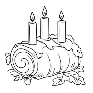 Festive Yule Log With Candles Coloring Page 17431-13758