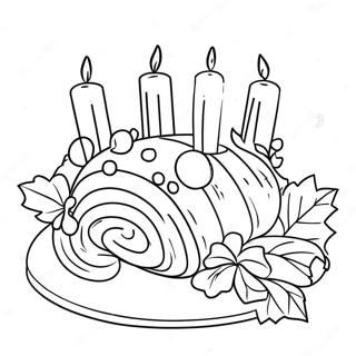 Festive Yule Log With Candles Coloring Page 17431-13759