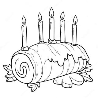 Festive Yule Log With Candles Coloring Page 17431-13760