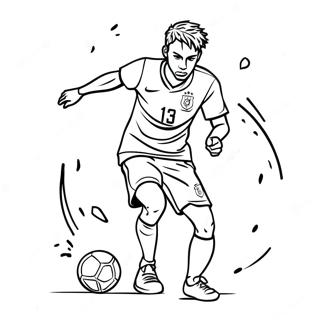 Neymar Dribbling Past Defender Coloring Page 17501-13810