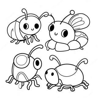 Cute Cartoon Bugs Coloring Page 17611-13895