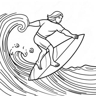 Cool Surfer Riding A Wave Coloring Page 17661-13940