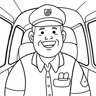 Cheerful Bus Driver Coloring Page 17701-14013