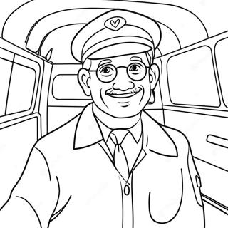 Cheerful Bus Driver Coloring Page 17701-14016