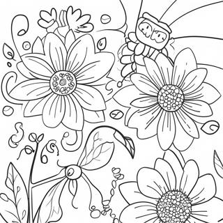 Colorful Garden Flowers Coloring Page 17871-14105