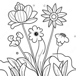 Colorful Garden Flowers Coloring Page 17871-14106