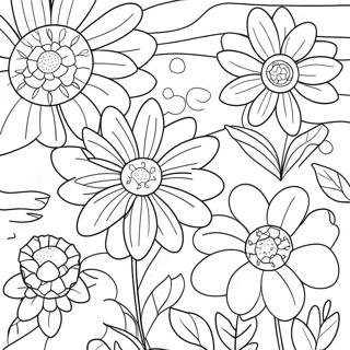 Colorful Garden Flowers Coloring Page 17871-14107