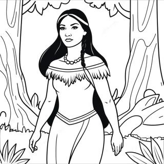 Pocahontas In A Beautiful Forest Coloring Page 1791-1438