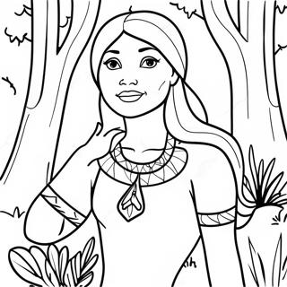 Pocahontas In A Beautiful Forest Coloring Page 1791-1440