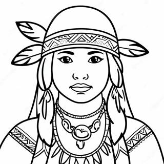 Easy Native American Girl Coloring Page 18091-14289