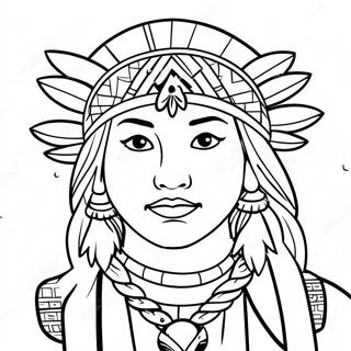 Easy Native American Girl Coloring Page 18091-14290