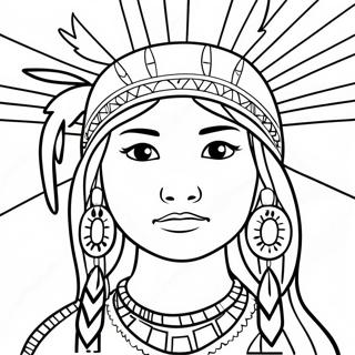 Easy Native American Girl Coloring Page 18091-14291