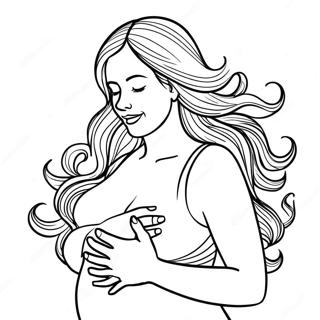 Pregnant Woman Holding Belly Coloring Page 18120-14309