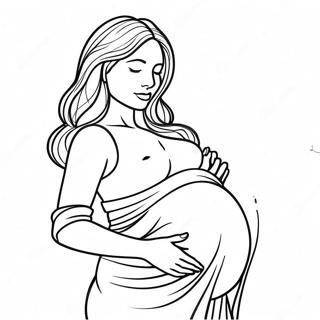 Pregnant Woman Holding Belly Coloring Page 18120-14310