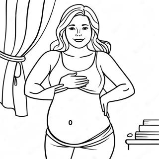 Pregnant Woman Holding Belly Coloring Page 18120-14311