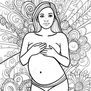 Pregnant Woman Holding Belly Coloring Page 18120-14312