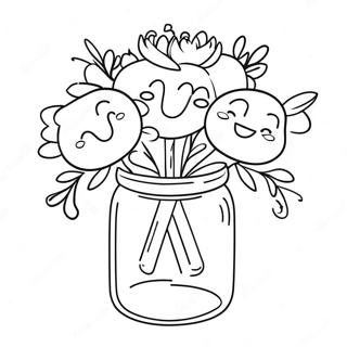 Cute Mason Jar With Flowers Coloring Page 18271-14429