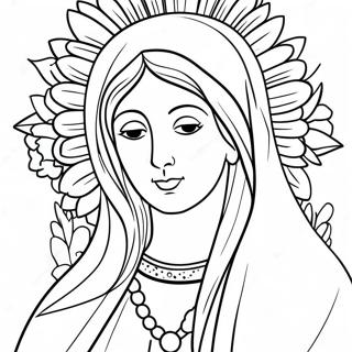 Beautiful Virgin Mary With Flowers Coloring Page 18301-14445