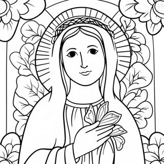 Beautiful Virgin Mary With Flowers Coloring Page 18301-14448