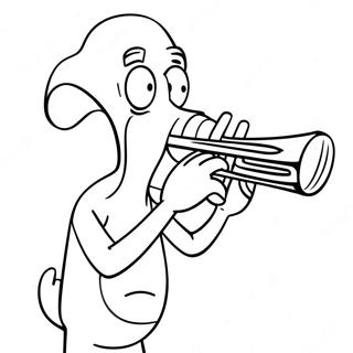 Pagini De Colorat Cu Squidward Cântând La Clarinet 1841-1472