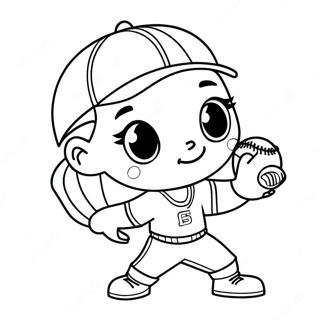 Cute Softball Coloring Pages