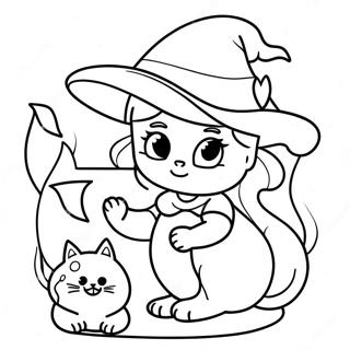 Cute Witch With A Cat Coloring Page 1861-1478