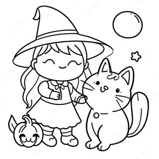 Cute Witch With A Cat Coloring Page 1861-1479