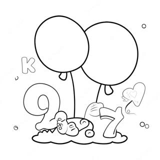 Cute Number 2 With Balloons Coloring Page 18631-14712