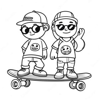 Cool Homies In Skateboard Coloring Page 18671-14750