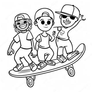 Cool Homies In Skateboard Coloring Page 18671-14752