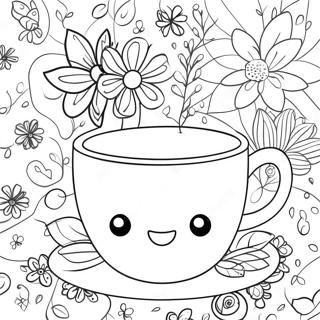 Cute Floral Tea Cup Coloring Page 18711-14781