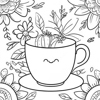 Cute Floral Tea Cup Coloring Page 18711-14782