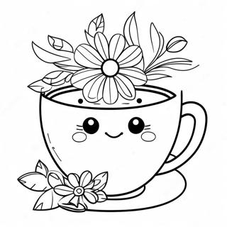 Cute Floral Tea Cup Coloring Page 18711-14783